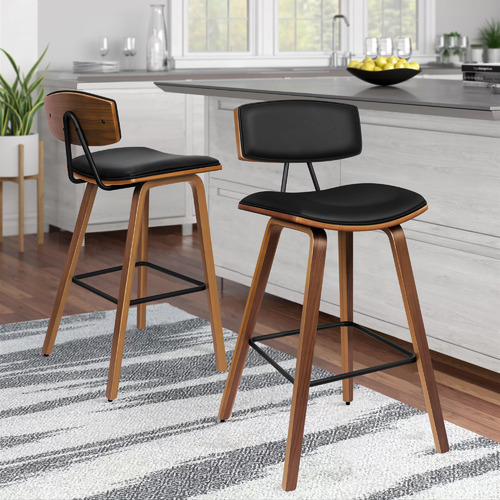 HoxtonRoom 70cm Davion Faux Leather Bar Stools | Temple & Webster