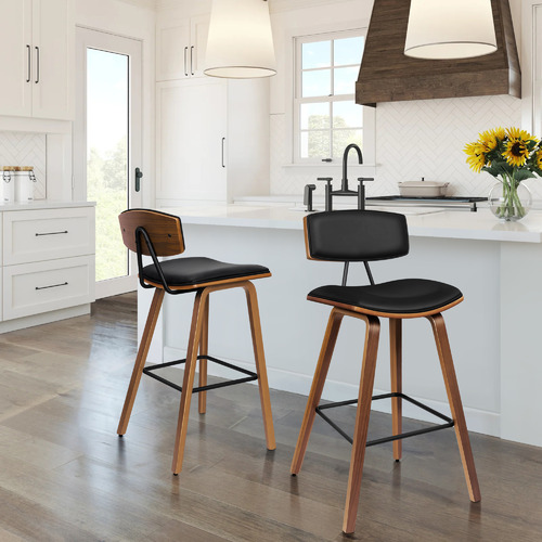 HoxtonRoom 70cm Davion Faux Leather Bar Stools | Temple & Webster