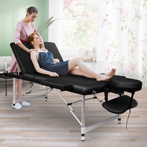 HoxtonRoom 3 Fold Allia Faux Leather Massage Table Temple & ster