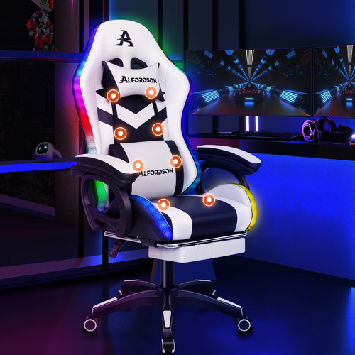 Maximus LED Gaming Massage Office Chair with Footrest