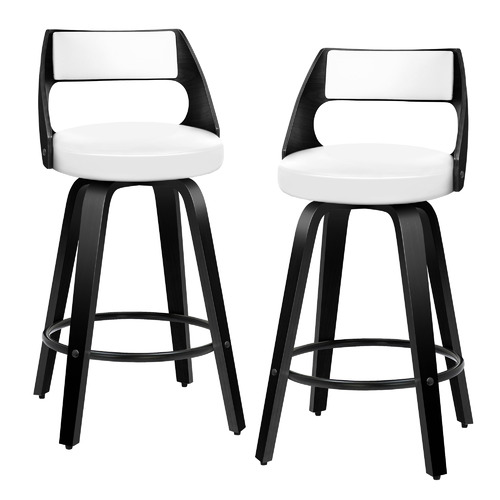 92cm Black & White Pascal Wooden Bar Stools