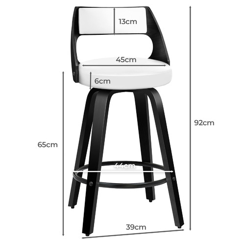 92cm Black & White Pascal Wooden Bar Stools