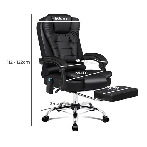 HoxtonRoom Galini PU Leather Heated Massage Office Chair Temple & ster