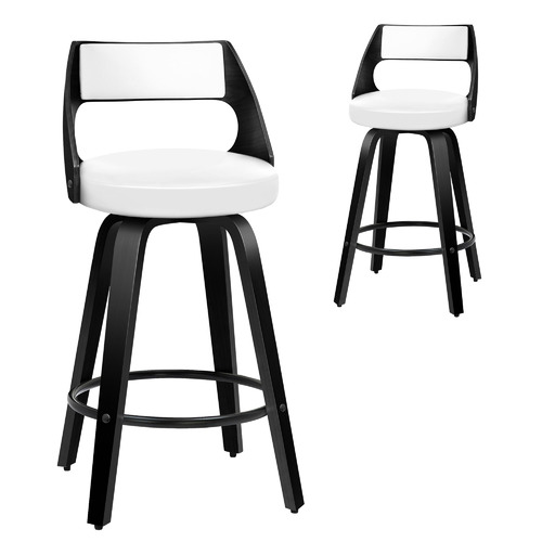 92cm Black & White Pascal Wooden Bar Stools
