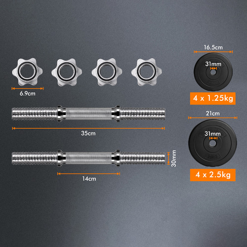 14 Piece Remington 20kg Steel Adjustable Dumbbell Set