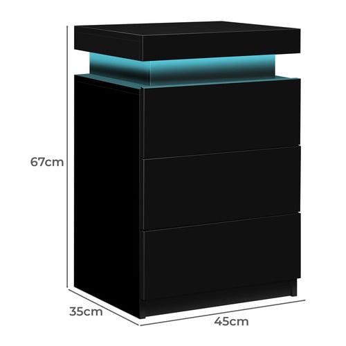 Warren 3 Drawer LED Bedside Tables