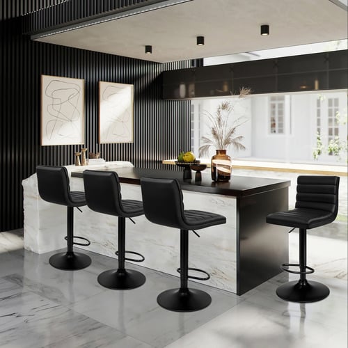 Black Tristan Faux Leather Adjustable Barstools