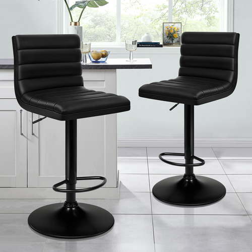 HoxtonRoom Black Tristan Faux Leather Adjustable Barstools | Temple ...