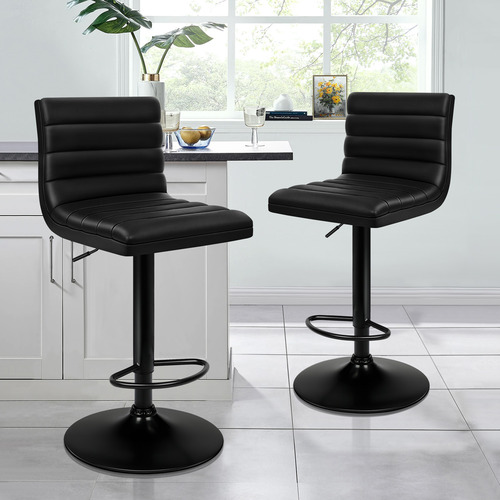 Black Tristan Faux Leather Adjustable Barstools