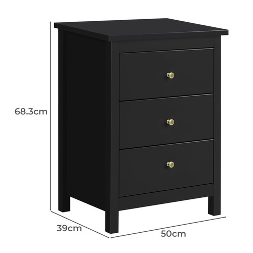 Geoffrey 3 Drawer Bedside Table