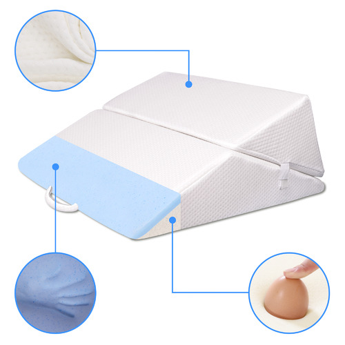 2 Piece Cool Gel Memory Foam Wedge Pillow Set