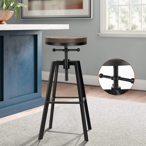Adair Elm Wood Adjustable Barstool Temple & ster