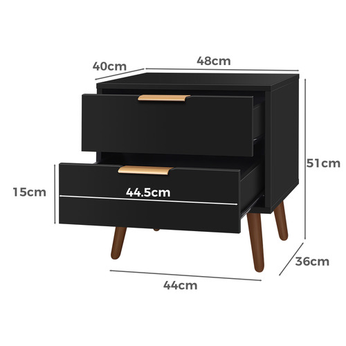 HoxtonRoom Sebastian 2 Drawer Bedside Table | Temple & Webster