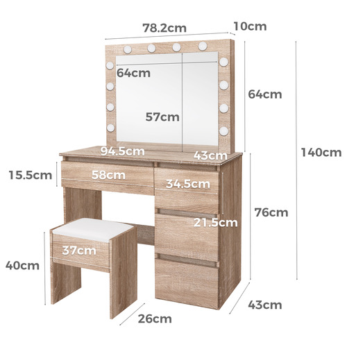 2 Piece Vehsa Dressing Table & Stool Set