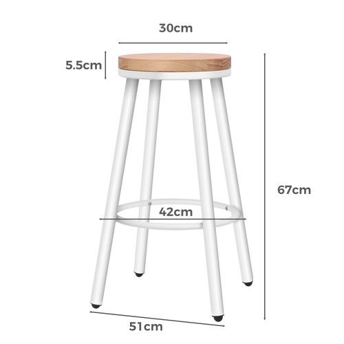 White 67cm Aritz Pine Wood Barstools