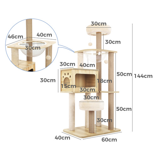 144cm Bela Cat Tree Temple & ster