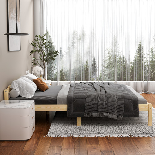Kaeda-Pine-Wood-Bed