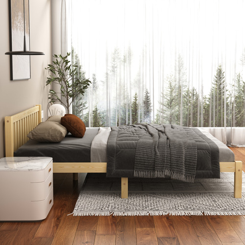 Natural-Hazel-Pine-Wood-Bed-Frame