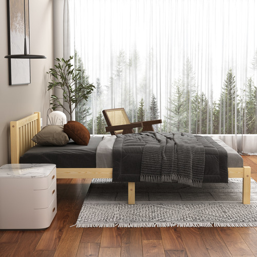 Natural Hazel Pine Wood Bed Frame