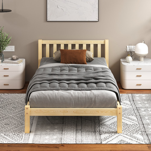 Natural Hazel Pine Wood Bed Frame