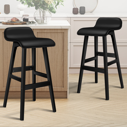 83.5cm Black Frances Faux Leather Barstools