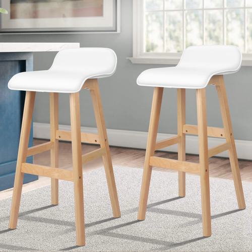 83.5cm White Frances Faux Leather Barstools