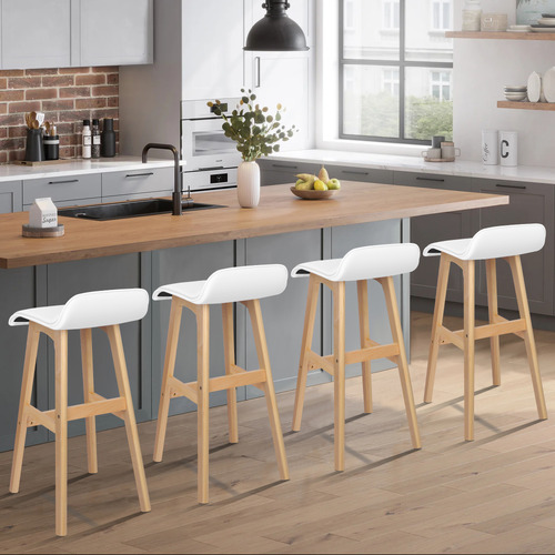 83.5cm White Frances Faux Leather Barstools