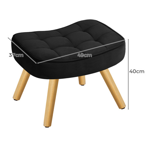 2 Piece Mauro Velvet Armchair & Footstool Set