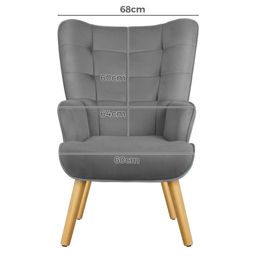 2 Piece Mauro Velvet Armchair & Footstool Set