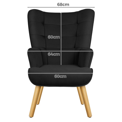 2 Piece Mauro Velvet Armchair & Footstool Set