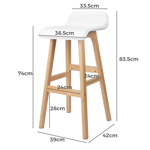 74cm White Frances Faux Leather Barstools
