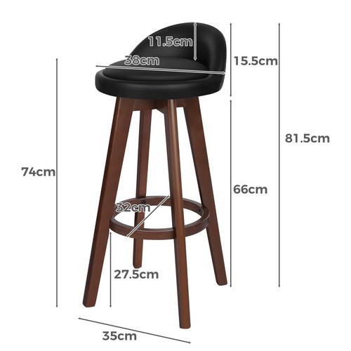 74cm Lorenz Faux Leather Barstools