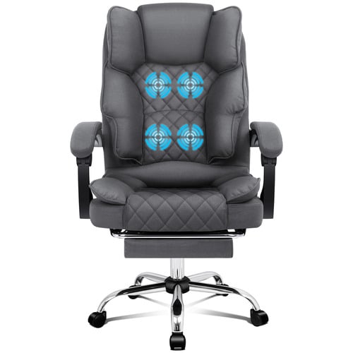 Rory Linen Fabric Gaming Massage Office Chair with Foot Rest