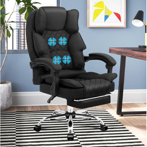 Rory Linen Fabric Gaming Massage Office Chair with Foot Rest