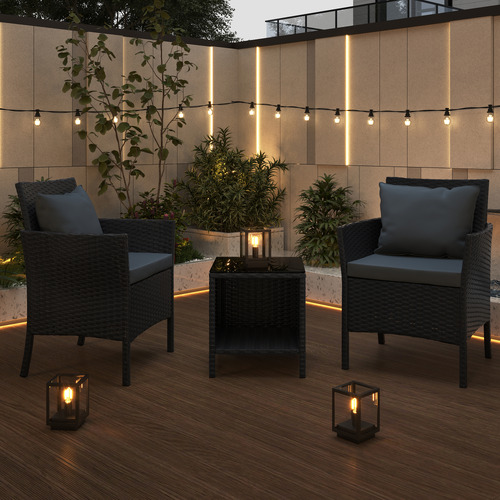 HoxtonRoom 2 Seater Chandon Outdoor Armchair Table Set Temple Webster