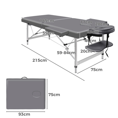 Carson 75cm Faux Leather 2 Fold Lift Up Massage Table