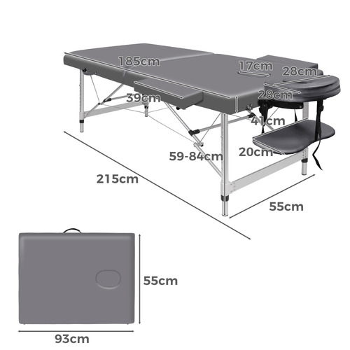 Carson 55cm Faux Leather 2 Fold Lift Up Massage Table