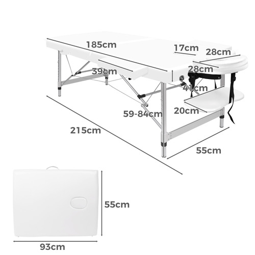 Carson 55cm Faux Leather 2 Fold Lift Up Massage Table