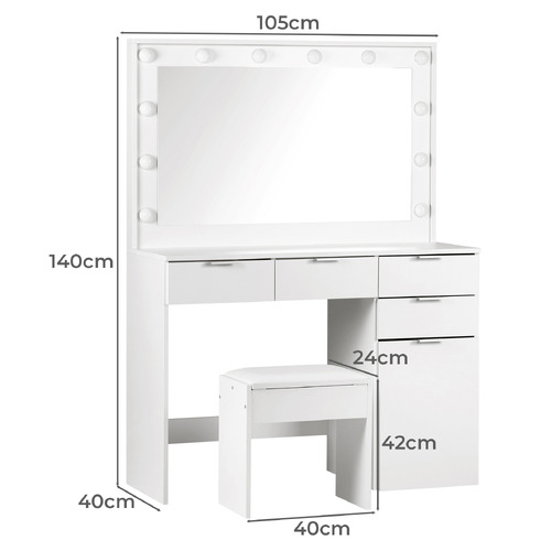 2 Piece Zeta Dressing Table & Stool Set