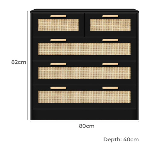 Angus 5 Drawer Rattan Dresser