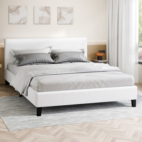 White-Kyle-Faux-Leather-Bed