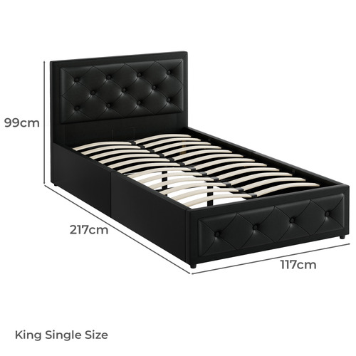 Black Hoyce Faux Leather Gas Lift Bed