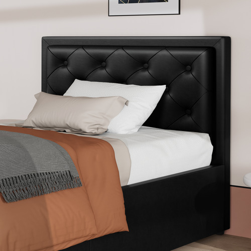 Black Hoyce Faux Leather Gas Lift Bed