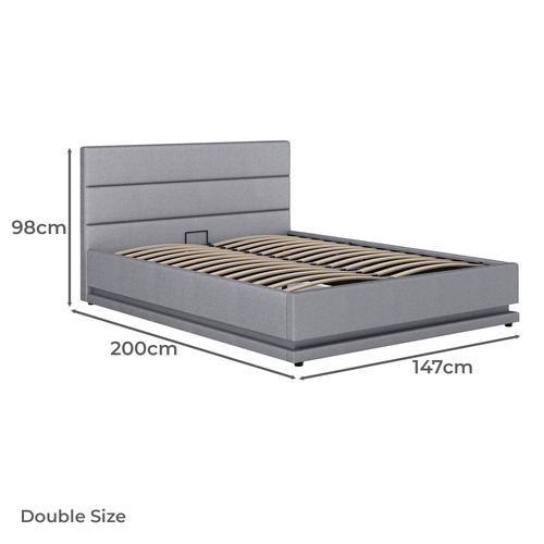 Alpine Linen Gas Lift Storage Bed with LED