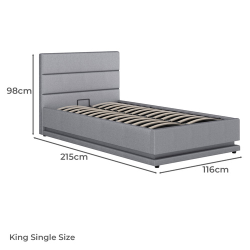Alpine Linen Gas Lift Storage Bed with LED