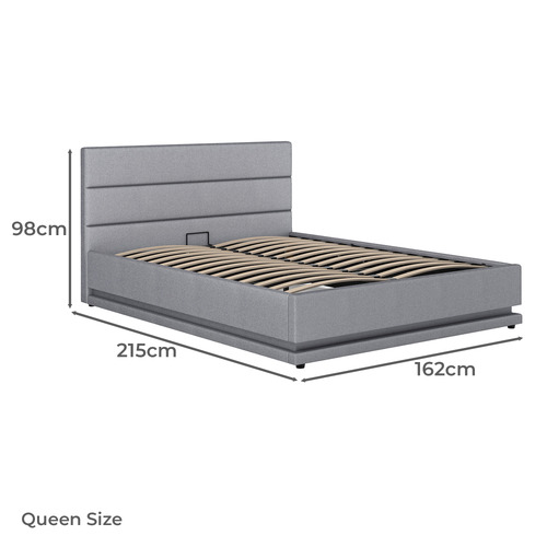 Alpine Linen Gas Lift Storage Bed with LED