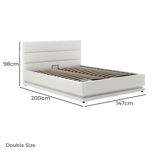 Alpine Boucle Gas Lift Storage Bed with LED