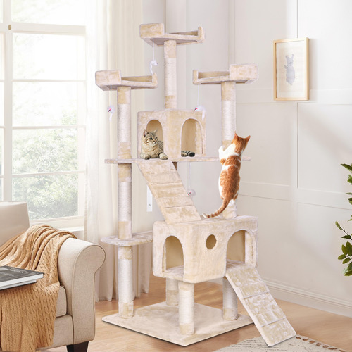 180cm-Fir-Wood-and-Plush-Cat-Scratching-Tree