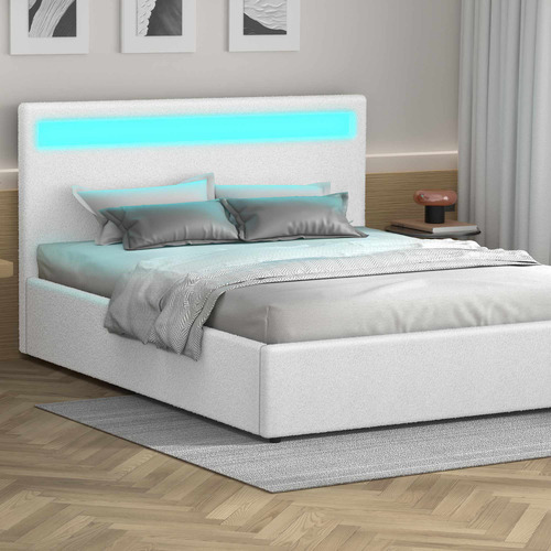 White-Caledon-Boucle-Gas-Lift-Storage-Bed-with-LED