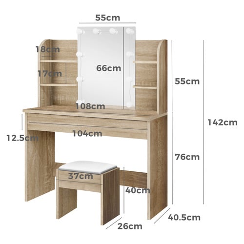 2 Piece Taimi Dressing Table & Stool Set